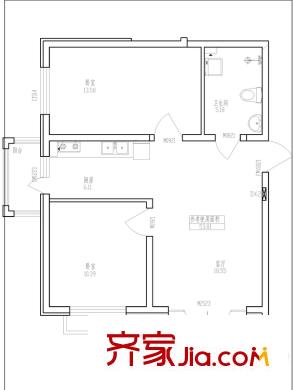 鳳凰灣戶型圖B戶型圖 2室1廳1衛(wèi)1廚