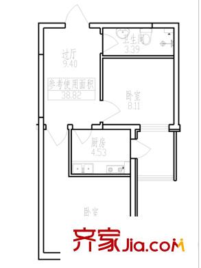 鳳凰灣戶型圖A戶型圖 2室1廳1衛(wèi)1廚