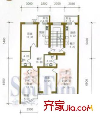 保利頤和家園戶型圖戶型圖 2室1廳1衛(wèi)1廚