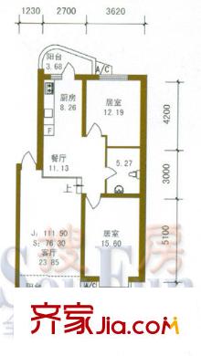 保利頤和家園戶型圖戶型圖 2室1廳1衛(wèi)1廚