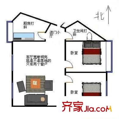 嵩山小區(qū) 2室 戶型圖