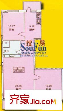 金博花園戶型圖戶型圖 2室2廳1衛(wèi)1廚