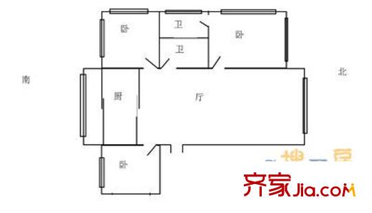 嵩山小區(qū) 3室 戶型圖