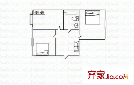 嵩山小區(qū) 2室 戶型圖