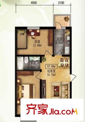 泰山領(lǐng)秀戶型圖戶型 2室2廳1衛(wèi)1廚