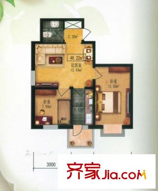 泰山領(lǐng)秀戶型圖D、E棟戶型 2室1廳1衛(wèi)1廚