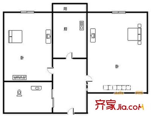 紅旗新區(qū) 2室 戶型圖