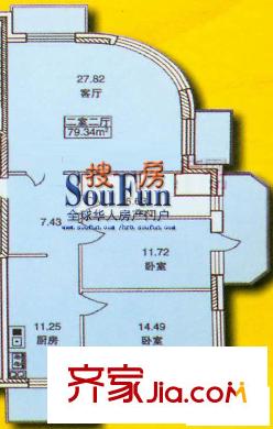 金博花園戶型圖戶型圖 2室2廳1衛(wèi)1廚