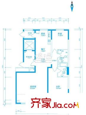 盟科視界戶型圖C戶型：兩室一廳86.28平方米 2室2廳1衛(wèi)1廚