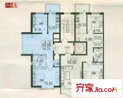 濱江鳳凰城戶型圖一單元兩室一廳A 2室1廳1衛(wèi)1廚