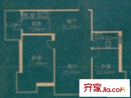 華遠新家園戶型圖戶型 使用面積72.56平方米 2室2廳1衛(wèi)1廚