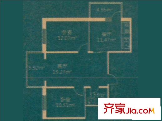 華遠新家園戶型圖戶型 使用面積56.85平方米 2室1廳1衛(wèi)1廚