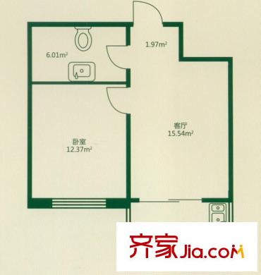 華遠新家園戶型圖戶型 使用面積35.89平方米 1室1廳1衛(wèi)1廚