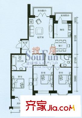 遠(yuǎn)大都市綠洲3室1廳1衛(wèi)1廚