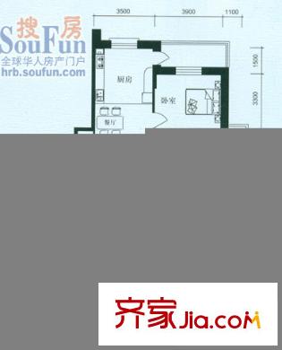 遠(yuǎn)大都市綠洲戶型圖3室2廳2衛(wèi)1廚