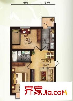 泰山領(lǐng)秀戶型圖戶型  2室1廳1衛(wèi)1廚