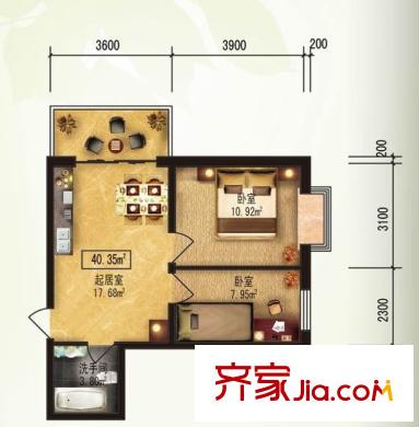 泰山領(lǐng)秀戶型圖戶型  2室1廳1衛(wèi)1廚