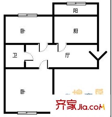 科大小區(qū) 2室 戶型圖