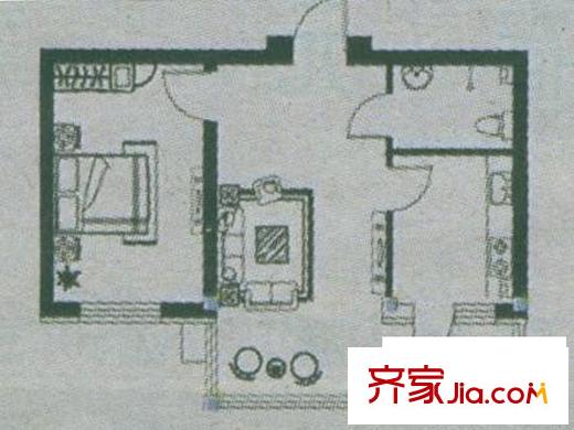 師大嘉園戶型圖二期戶型 使用面積33.33平方米 1室1廳1衛(wèi)1廚