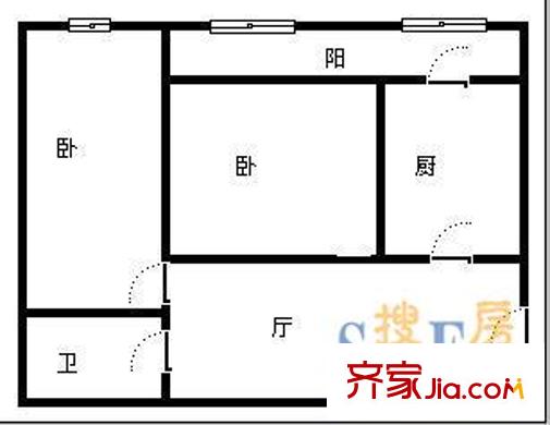 紅旗小區(qū) 2室 戶型圖