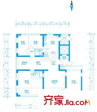 盟科視界戶型圖I戶型 4室5廳1衛(wèi)1廚