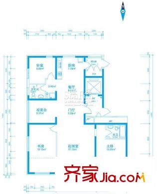 盟科視界戶型圖E戶型 3室1廳1衛(wèi)1廚