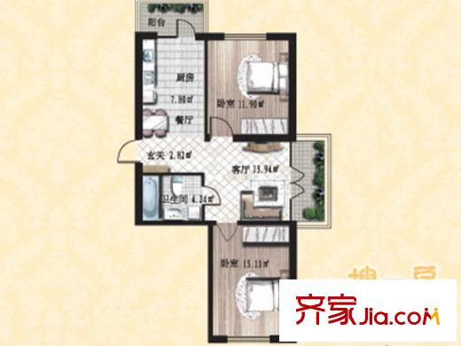 東輝明珠園 2室 戶型圖