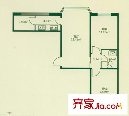 華遠新家園戶型圖戶型 使用面積53.01平方米 2室1廳1衛(wèi)1廚