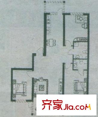師大嘉園戶型圖二期戶型 使用面積84.58平方米 3室1廳2衛(wèi)1廚