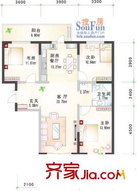 福順尚都戶型圖一號(hào)樓戶型圖 2室1廳1衛(wèi)1廚