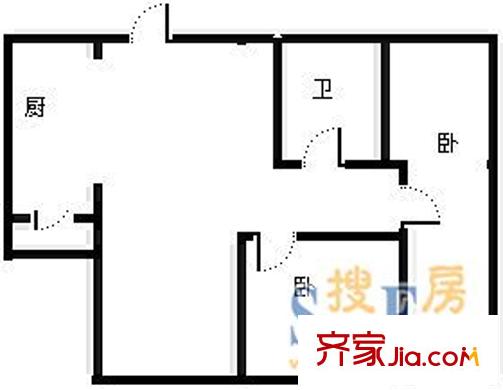 世茂濱江法蘭西風(fēng)情園 2室 戶型圖