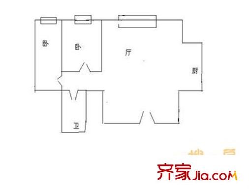 世茂濱江法蘭西風情園 2室 戶型圖