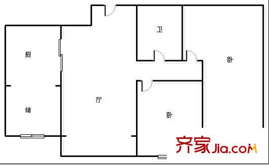 世茂濱江法蘭西風情園 2室 戶型圖