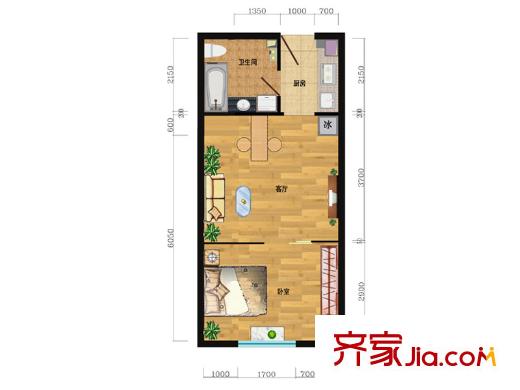 匯雄時代時代公社D-11戶型 1室1廳1衛(wèi)1廚