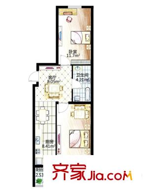 聚仁天地G戶型 2室1廳1衛(wèi)1廚