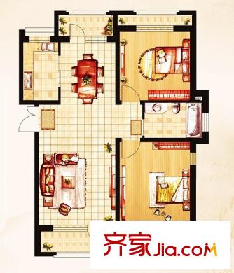 伸馬 托斯卡納C戶型 2室2廳1衛(wèi)1廚