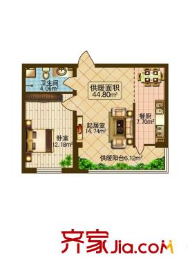 春天故事E戶型 1室1廳1衛(wèi)1廚