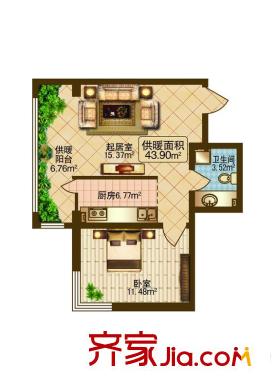 春天故事D戶型 1室1廳1衛(wèi)1廚