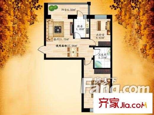 什河麗景項目通用A戶型圖 2室1廳1衛(wèi)1廚