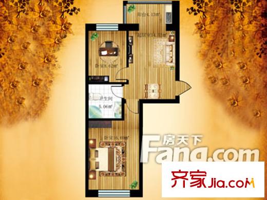 什河麗景項(xiàng)目通用D戶型圖 1室1廳1衛(wèi)1廚