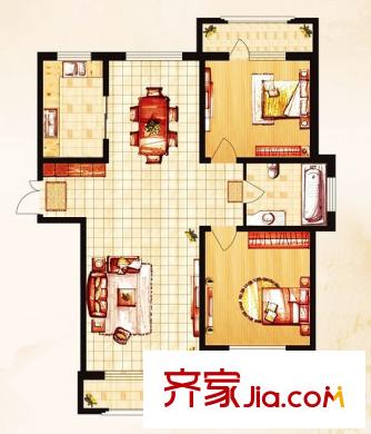 伸馬 托斯卡納B戶型 2室2廳1衛(wèi)1廚
