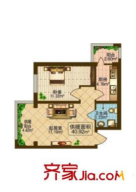 春天故事C戶型 1室1廳1衛(wèi)1廚