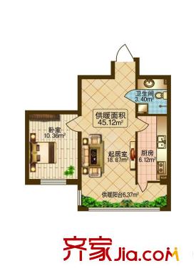 春天故事F戶型 1室1廳1衛(wèi)1廚