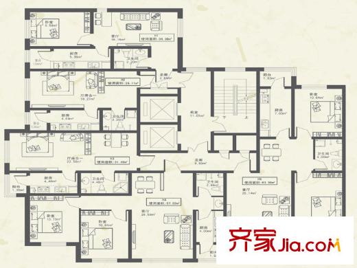 東都公元高層H戶型 1室1廳1衛(wèi)1廚