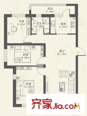 東都公元D2戶型 3室2廳1衛(wèi)1廚