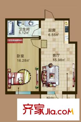 紅星城建筑面積69.76平 1室1廳1衛(wèi) 1室1廳1衛(wèi)1廚