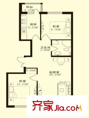 香悅藍(lán)天下E戶型 2室1廳1衛(wèi)1廚