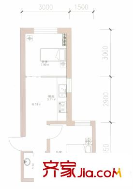 四季柏悅A戶型圖 2室1衛(wèi)1廚
