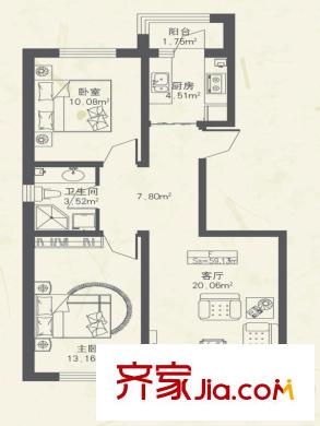 東都公元F戶型 2室1廳1衛(wèi)1廚
