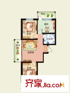 天悅國際M3棟C戶型 2室1廳1衛(wèi)1廚